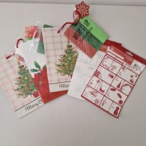 Lot of 3 Gift Bags w/ Tissue Paper & Lot of 2‎ Kohls Deluxe Foil Gift Tags 160